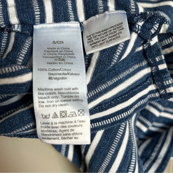 Madewell Small Brother Henley Short Sleeve Tee in Indigo Stripe Blue White Black - Picture 6 of 6